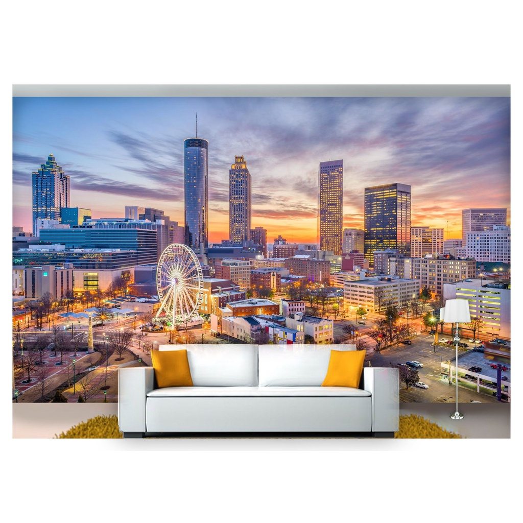 papel de parede Cidade prédio Roda Gigante 3D 7,5m² NCD221