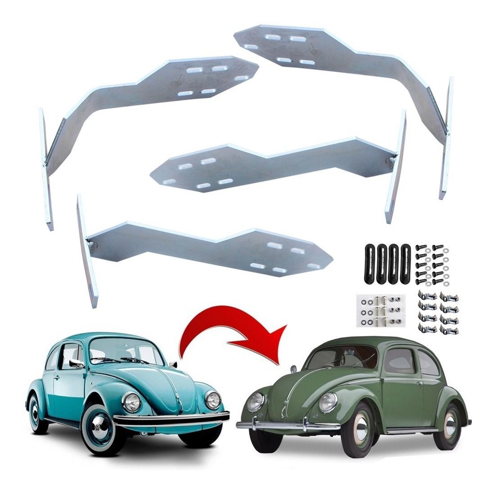 KIT SUPORTE + CALÇO + BORRACHA VEDAÇÃO FUSCA 71 A 96 PARA O PARACHOQUE EUROPEU 1200 1300 57 A 70
