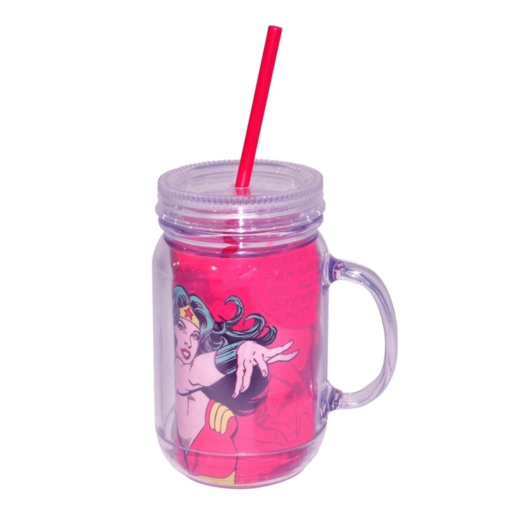 Copo Jarra Acrilico Mulher Maravilha Super Power DC Comics