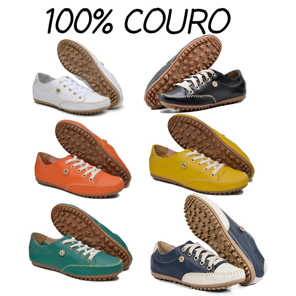Sapatênis Tênis Feminino 100% Couro Confort Casual E Macio