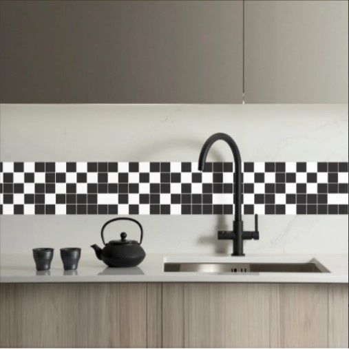 Faixa Decorativa Pia Cozinha Azulejo Pastilha Preto E Branco promoção lindo