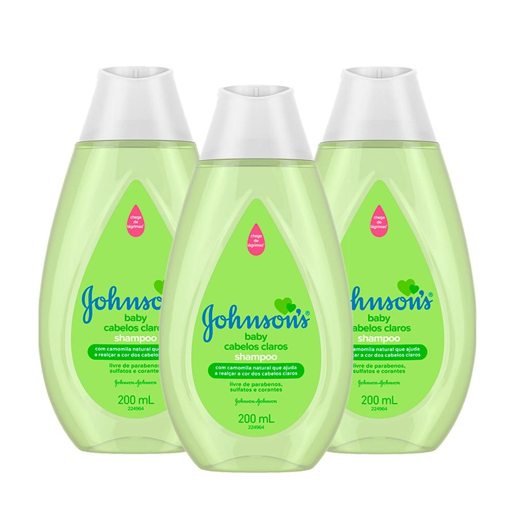 Kit Shampoo Johnson's Baby Cabelos Claros 200ml com 3 unidades em Oferta na Shopee