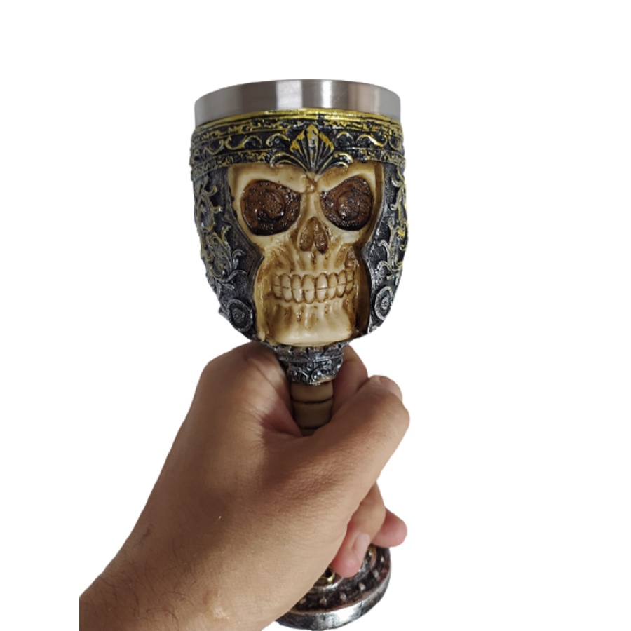 TAÇA MEDIEVAL CAVEIRA VIKING CAPACETE 120 ML