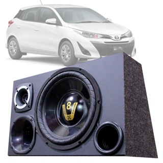 Caixa Trio Som Automotivo Trio Completa Subwoofer Toyota Yaris em Oferta na Shopee