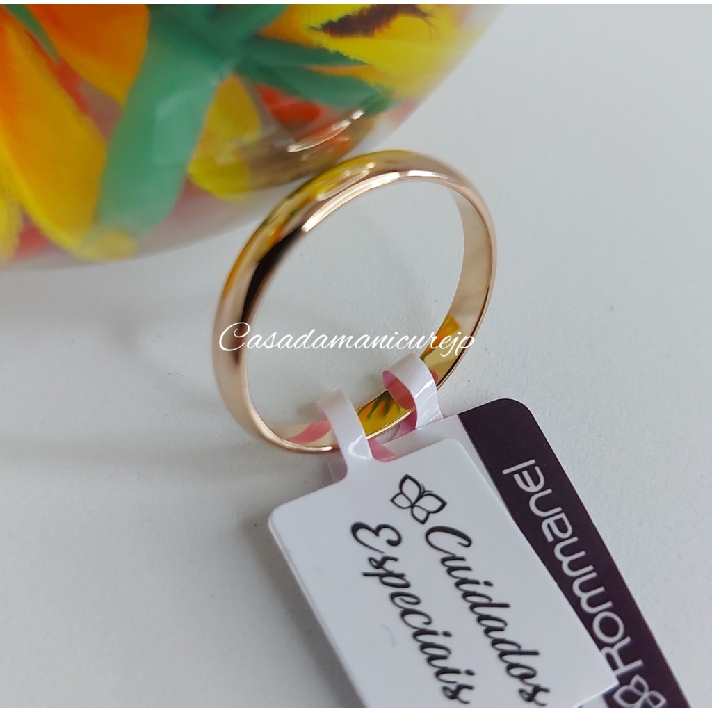 Aliança Rommanel Fina Lisa Meia Cana 3mm 510152 em Oferta na Shopee