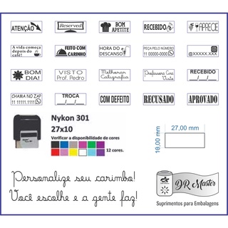 Carimbo Personalizado Automático 27mm x 10mm - N302 Black/White Color em Oferta na Shopee
