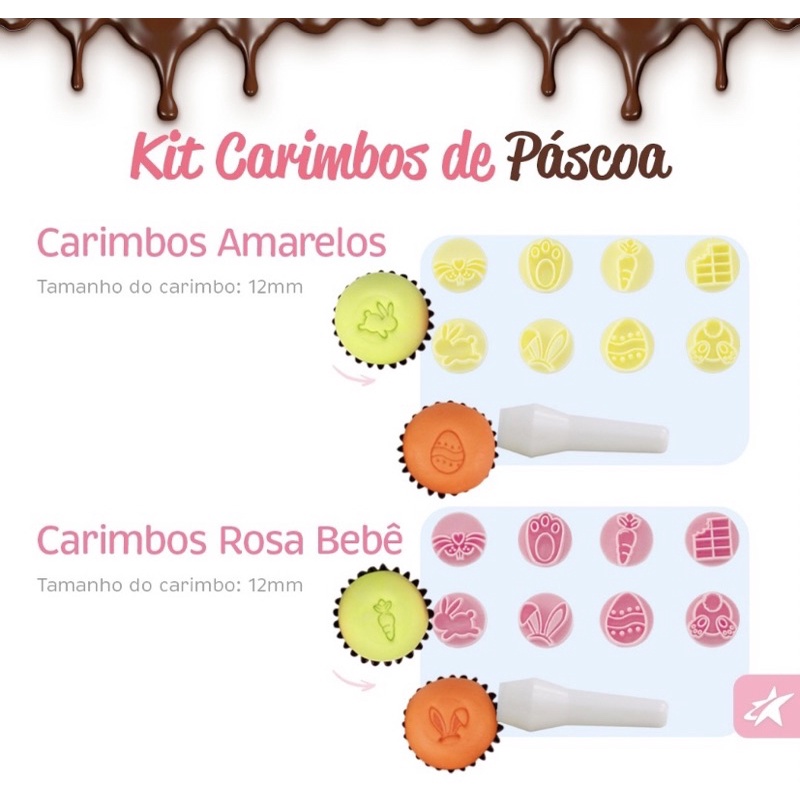 Kit Carimbo pascoa Brigadeiro Marcador Blue Star Páscoa Para Docinho Massa Chocolate Doce em Oferta na Shopee