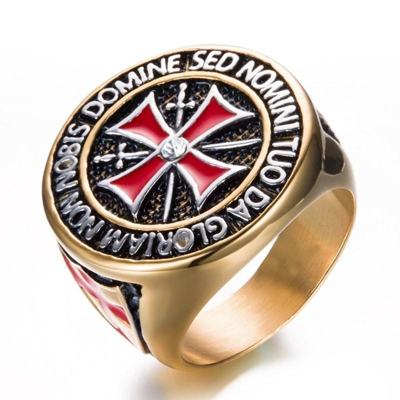 Homens Vintage Christian Cross Ring Os Cavaleiros Jóias Templárias