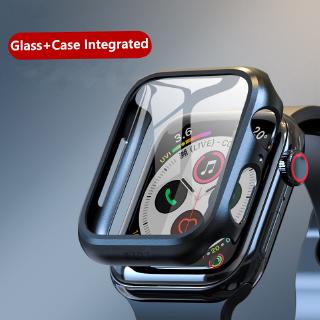 Caso + Vidro Para Apple Série Relógio 7 6 Se 5 4 3 2 1 45mm 44mm 40mm Iwatch 42mm 38mm 3d 9 H Protetor De Tela + Tampa Bumper