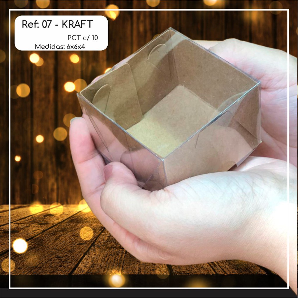 10 ~50 Caixas Embalagem Com Visor em  Acetato KRAFT 6x6x4 - Ref. 07 ( Chocobraz ) em Oferta na Shopee