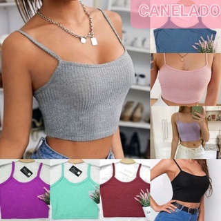 Cropped /TOP FEMININO De Alcinha Canelado- Várias Cores