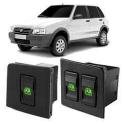 Botão Interruptor Vidro Elétrico Simples / Duplo - Fiat Uno, Fiorino Prêmio e Elba / LED Verde