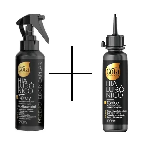 Kit tonico hialuronico + spray hialuronico gota dourada.