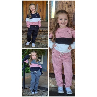 Conjunto Moletom Infantil de Menina Confortável Macio e Estiloso Ideal para o Frio - Promoção ! em Oferta na Shopee