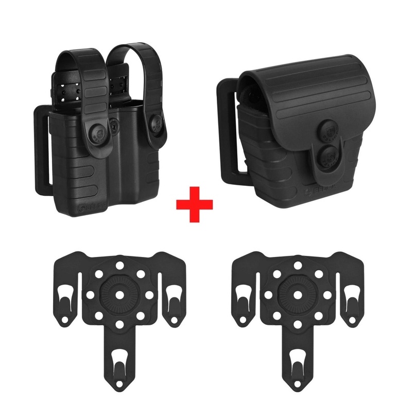 Kit Porta Carregador & Porta Algema Tab Lock + Strike 3 Pontas - Preto