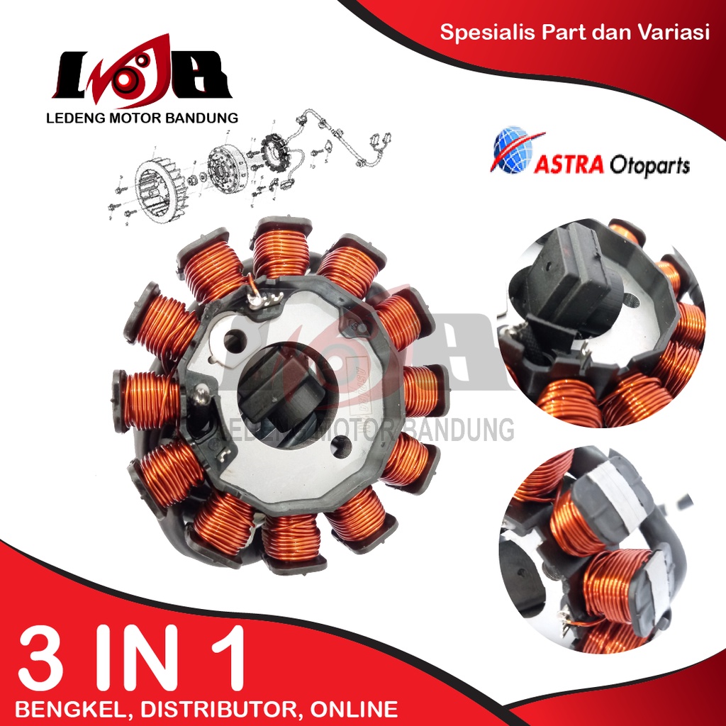 Aspira Spool Estator Comp Assy Beat-Fi K25 Carretel Ímã Honda Matic Motocicleta