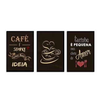 Placa Quadro Decorativo 20x30 Kit 3 Peças Café Cozinha Café É Sempre Uma Boa Ideia