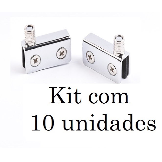 Dobradiça Para Rack Cristaleira Vidro Abrir de 4 À 8mm Kit com 10 unidades
