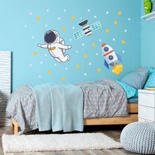 Adesivo de Parede Astronauta Espaço Foguete Satélite em Oferta na Shopee