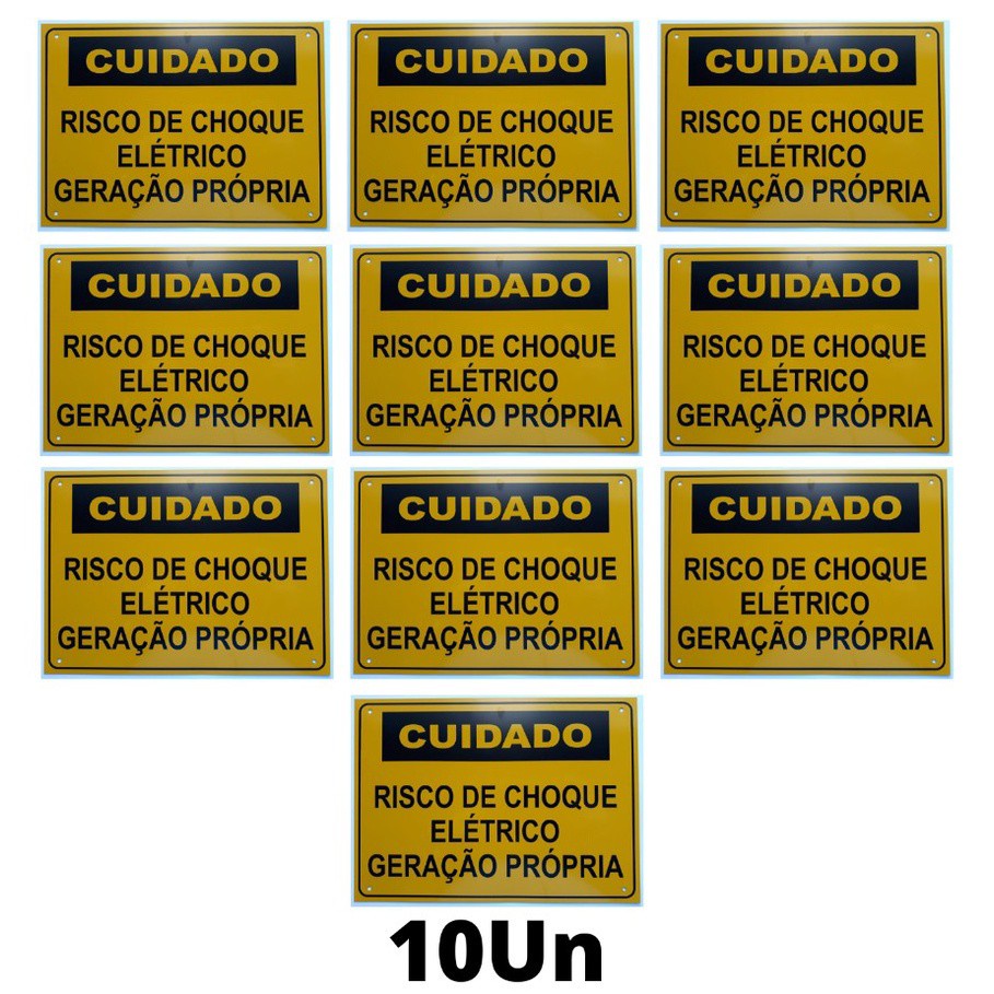 Placa Cuidado - Geração Própria - Padrão Energisa, Cemig, Enel Goias, Eletrobras - Tam 25x18 c/ 10un