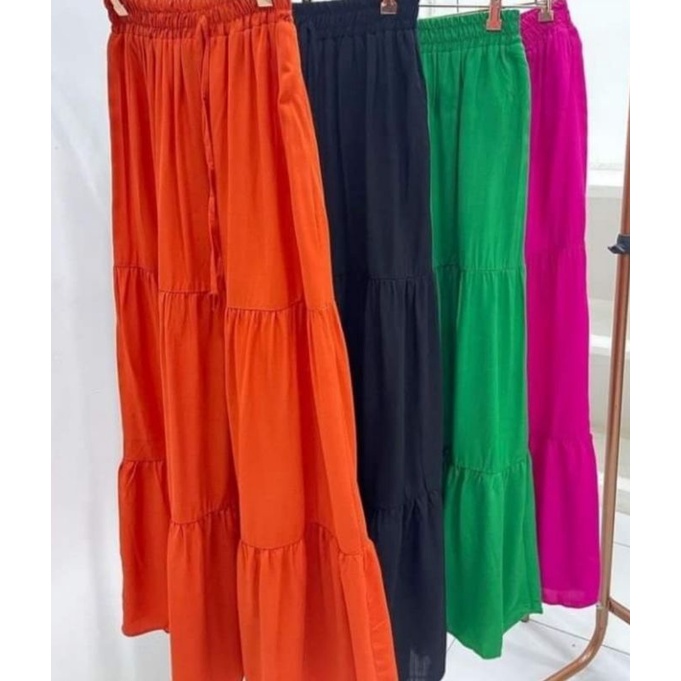 Saia Longa 3 Maria Babados PLUS SIZE do P até G3 veste do 38 até 54 em Oferta na Shopee