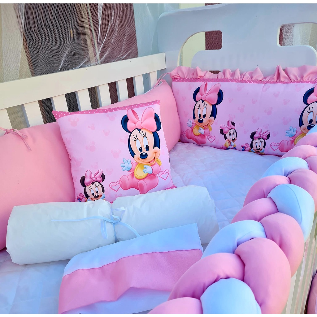 Kit Berço 10 Peças Sublimado Minnie Rosa