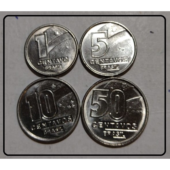 Serie 1,5,10,50 Centavos - inox -1989 serie trabalhadores