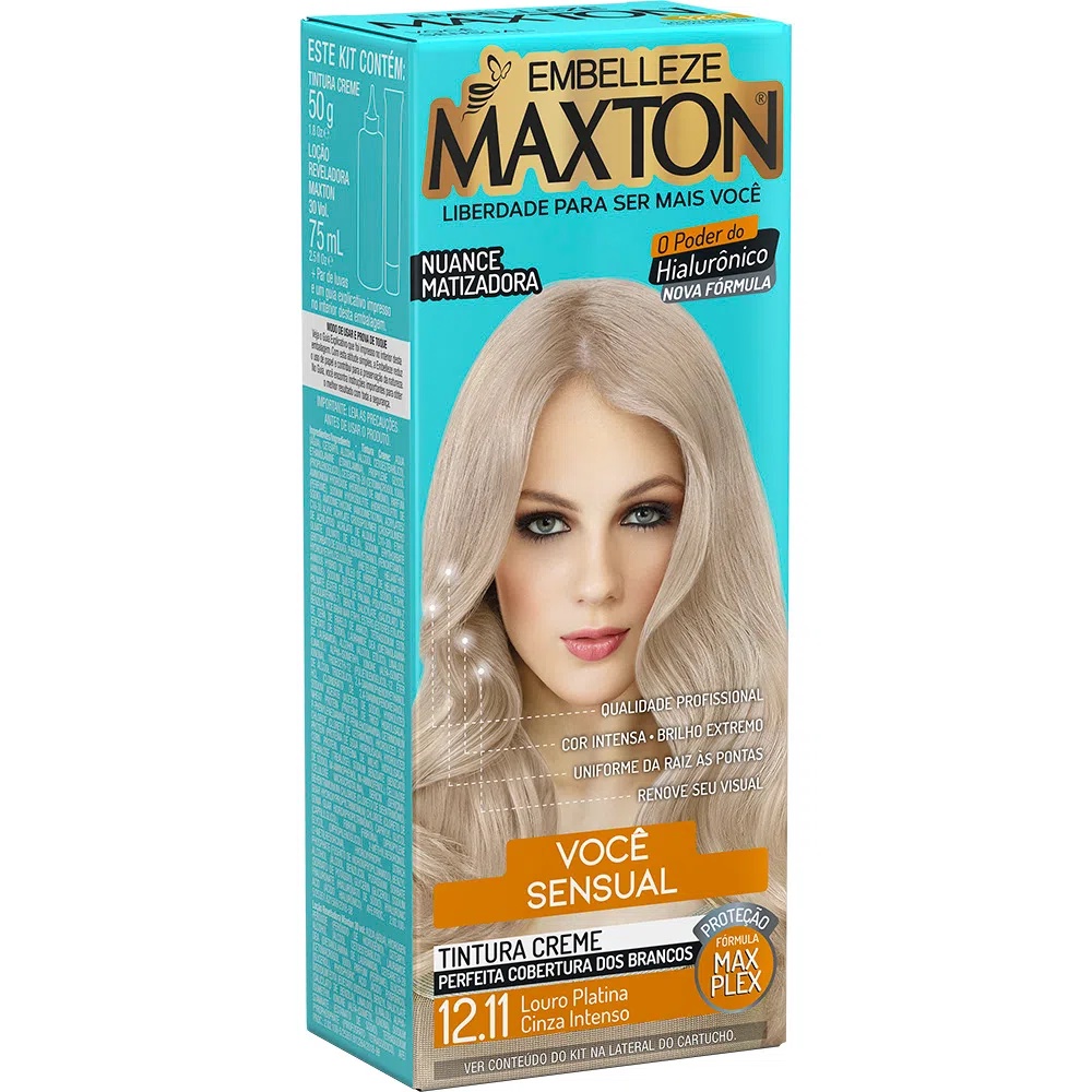 Tinta de cabelo maxton você mais sensual loura platinada +sensual 12.11