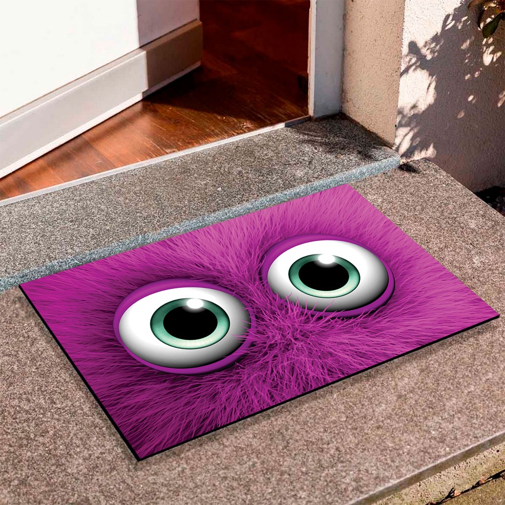 Tapete Capacho Porta de Entrada Decorativo Monstrinho-Roxo Divertido Para Decorar Sua Porta De Entrada Super Oferta
