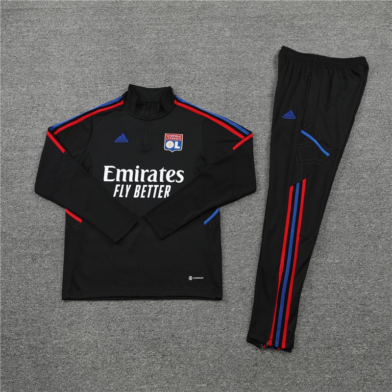 22-23 Kit De Treinamento De Futebol De Meio Zíper Preto Lyon Black