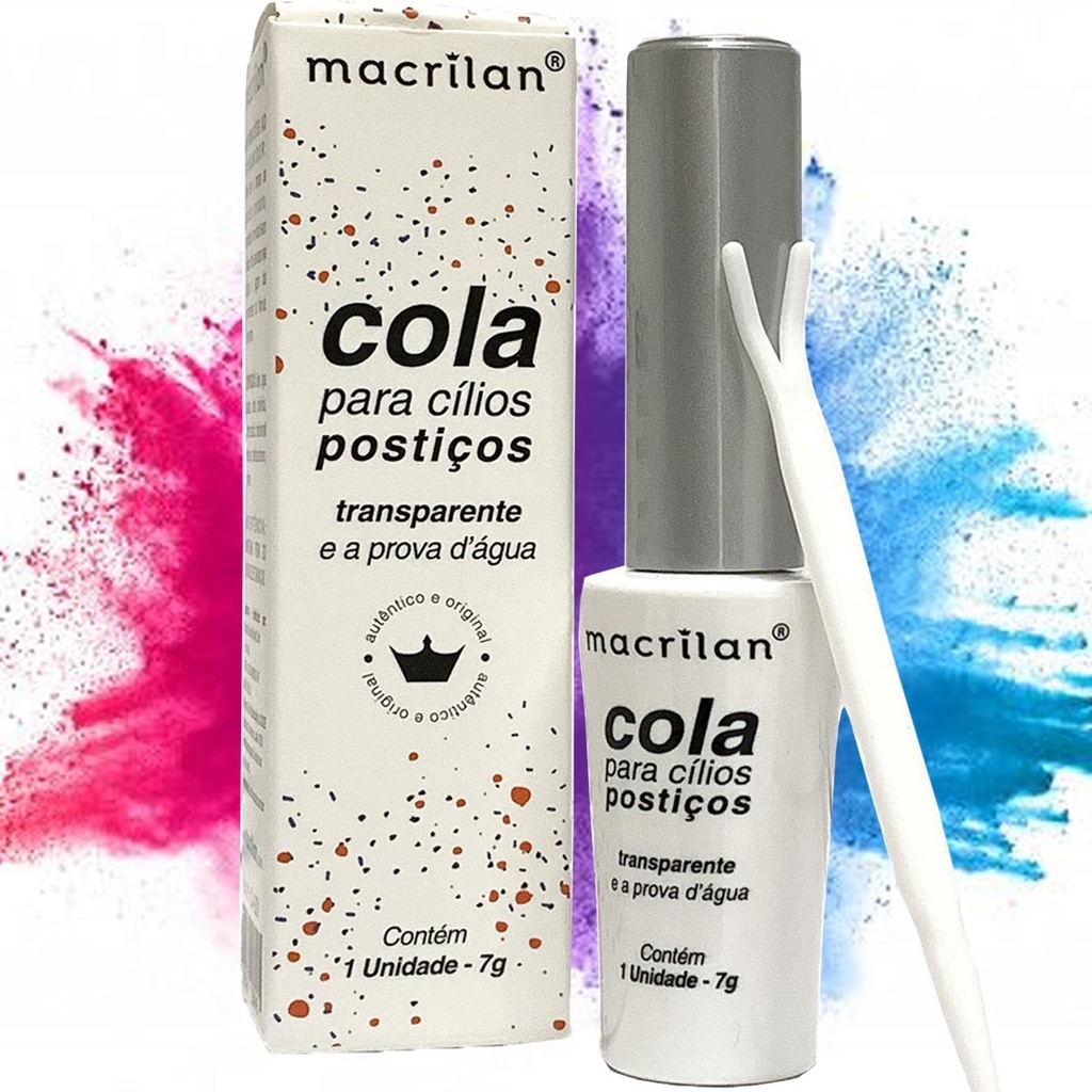 Cola para Cílios Postiços Transparente Macrilan 7ml Prova D`Água