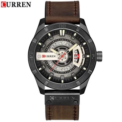 Curren Relógio Masculino Luxuoso De Quartzo Com Pulseira De Couro À Prova D 'Água 8301xs