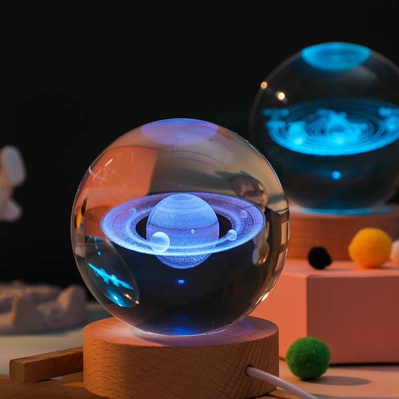 3D Modelo De Bola De Cristal , Com Lâmpada Led Suporte , Vidro Presentes , Brinquedos Educativos , Home Office Decor , Sistema Solar Esfera