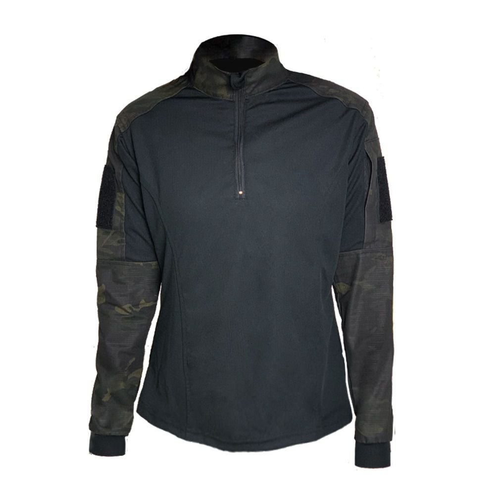 Combat Shirt Feminina Militar Tática Bélica - Camuflada Multicam Black