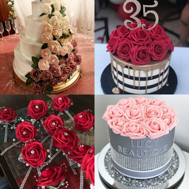 Toppers De Bolo Rosa Simulação De Casamento Decoração De Noiva Acessórios De Flores Portáteis