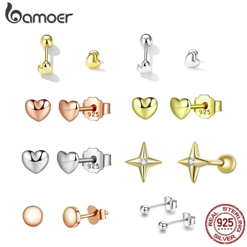 Brincos Bamoer Geométrico Pequeno Coração Estrela Redonda Para Mulheres Joias Da Moda Aniversário E Festa De Casamento Presente em Oferta na Shopee