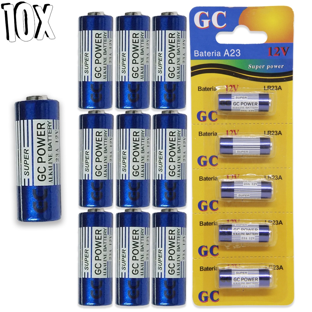 Cartela com 10 Pilhas Alcalina 23 Amperes 12V A23 12V - Controle Alarme Portão em Oferta na Shopee