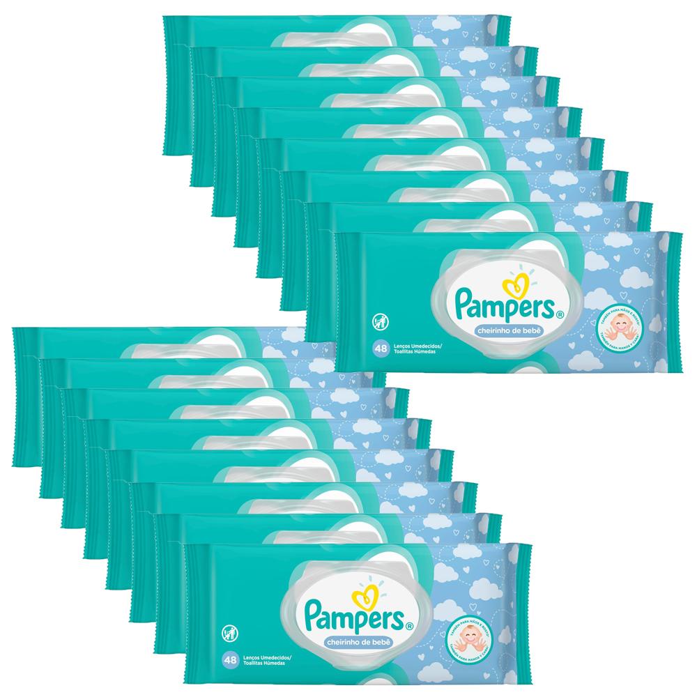 Kit Lenços Umedecidos Pampers Cheirinho de Bebê com 768 Unidades - Mom & Baby