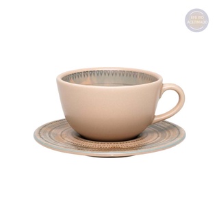 Conjunto de 6 Xícaras Grandes 200ml Com Pires Unni Ancestral