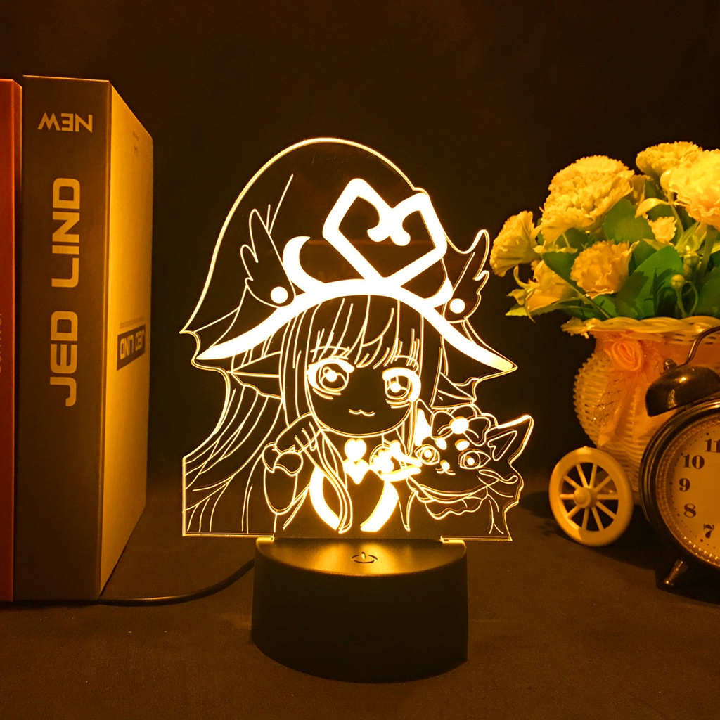 LOL Liga of Legends Jogo Figura Lulu The Fae Sorceress 3D Led Neon Luz Noturna Sala De Sentar Colorida Lâmpada
