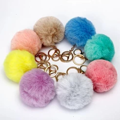 kit6 Chaveiro Com Pingente De Bola De Pelo /Pompom Colorido