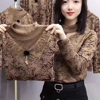 Primavera Outono Mãe Camisa De Bottoming Mulher 2023 Moda Juvenil De Meia-Idade Manga Longa Forro De Velo T -