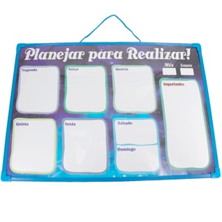 Mural De Recados Semanal  Planejar Para Realizar Azul em Oferta na Shopee