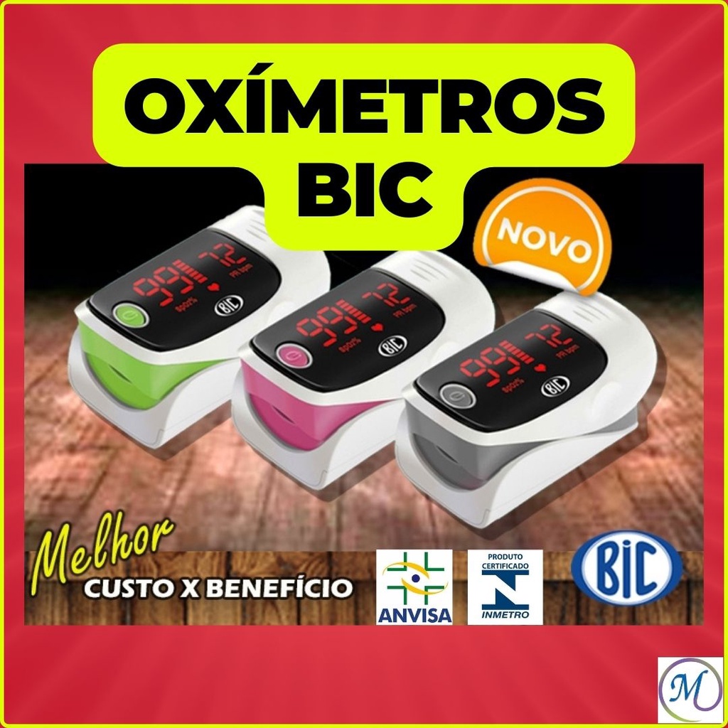 Oxímetro de Pulso Portátil Adulto (Tipo Dedo) YK-80A – BIC - Anvisa e Inmetro - Nota Fiscal e Garantia