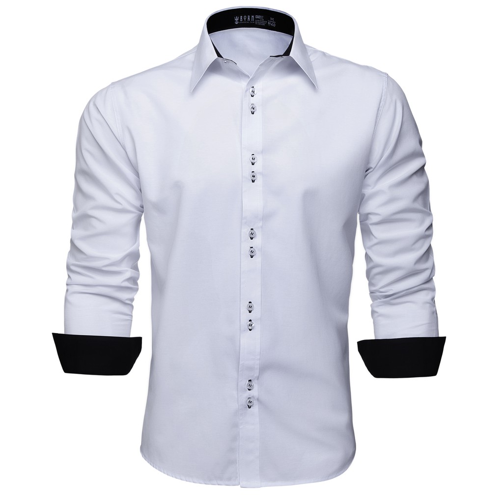 Camisa Social Masculina Slim Manga Longa Branca Fácil de Passar, Lavar e Não Solta Tinta