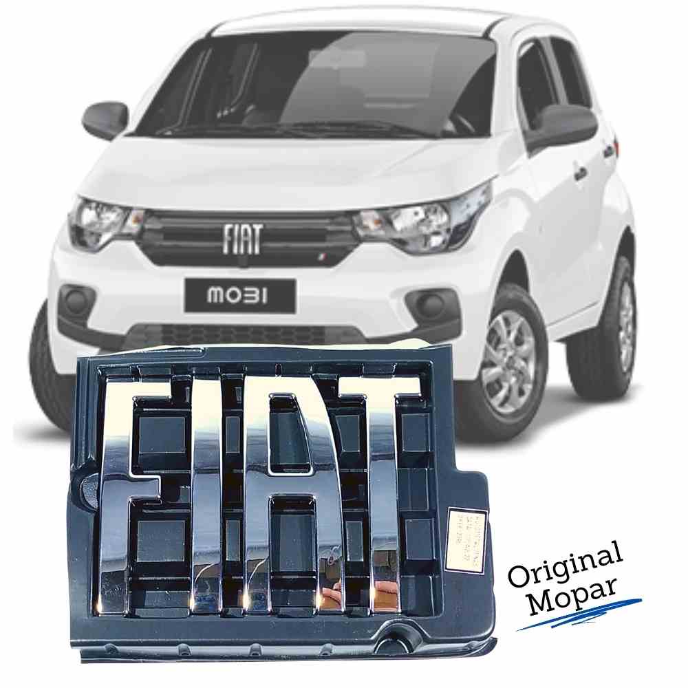 Emblema ou Sigla da Grade Dianteira do Fiat Mobi Argo Cronos de 2020 2021 2022 Original Cromado