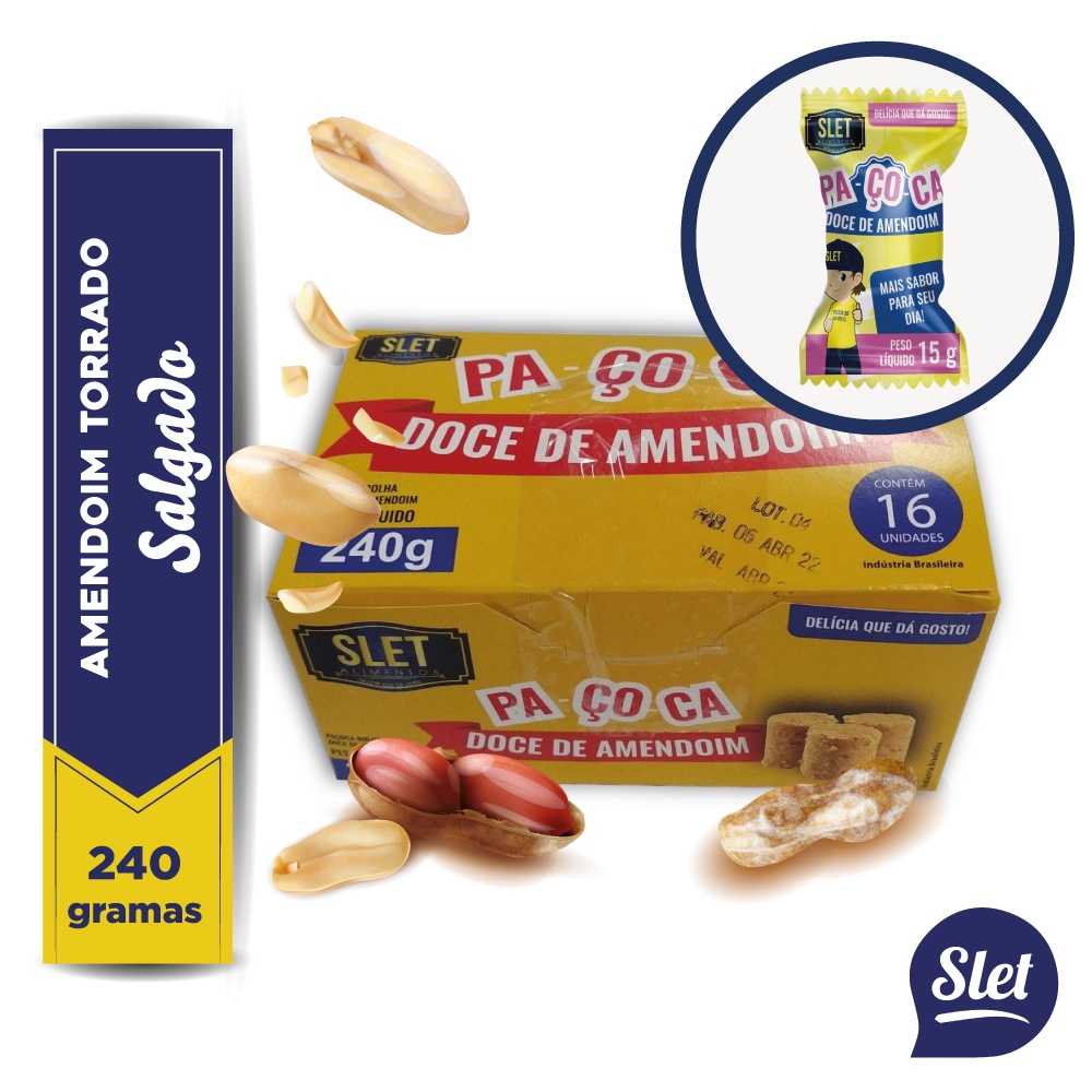 Paçoca Rolha g Caixa Unidades Doce de amendoim Paçoquinha Slet Alimentos Shopee Brasil