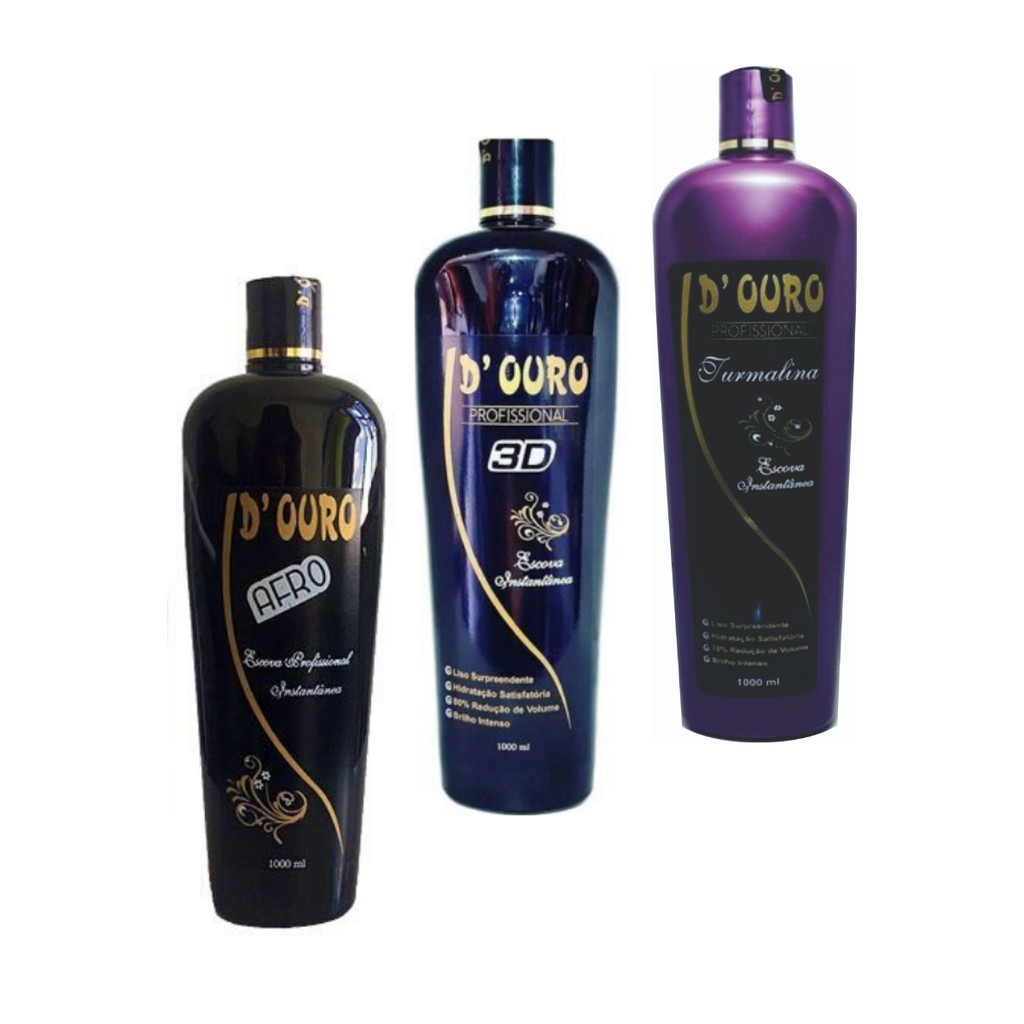1 escova afro + 1 progressiva 3D + 1 instantanea inteligente turmalina todas d ouro