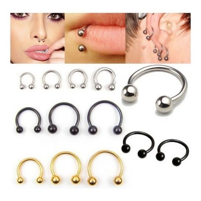 Promação Kit 3 Pç Piercing Ferradura Septo - Orelha 6/8/10mm Fashion Top Unissex Masculino femino