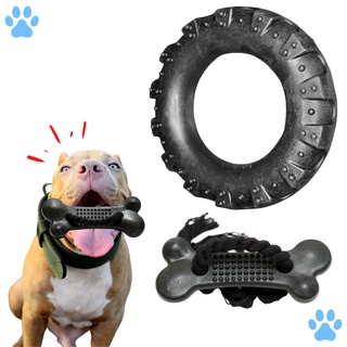 Kit Brinquedo Mordedor para Cachorro Pneu G + Osso Ossinho Massageador Grande Black com Corda 2D Pet